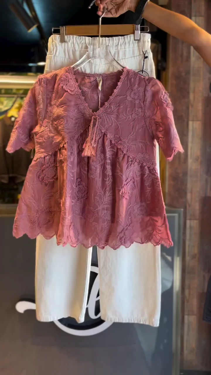Women Blush Pink Bow Embellished Casual Top