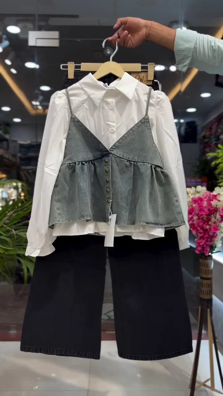Denim Camisole Peplum Top
