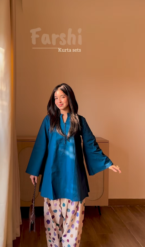 Brushed Organic Teal Cotton Summer Co-Ord Set